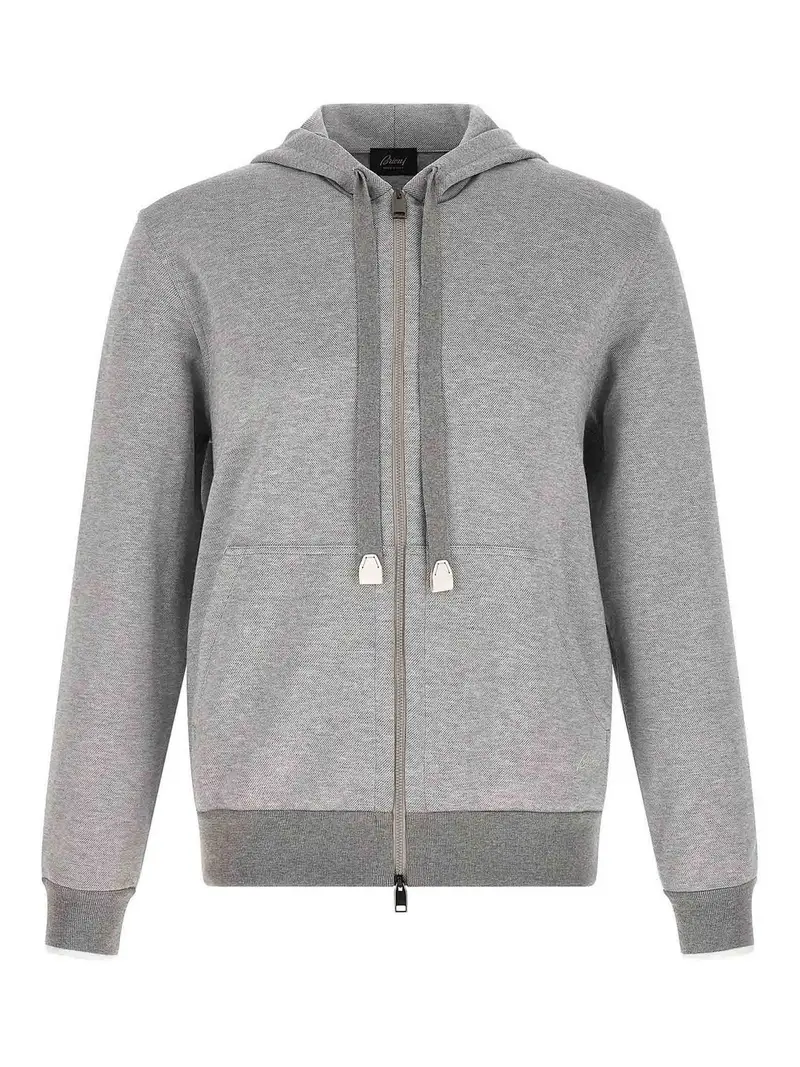 Felpa con cappuccio in cotone piquet Grigio