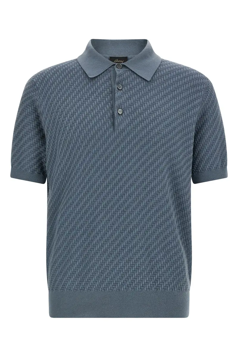 Polo Tessitura Trama Azzurro
