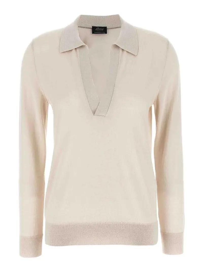 Shirt di cashmere e seta Beige