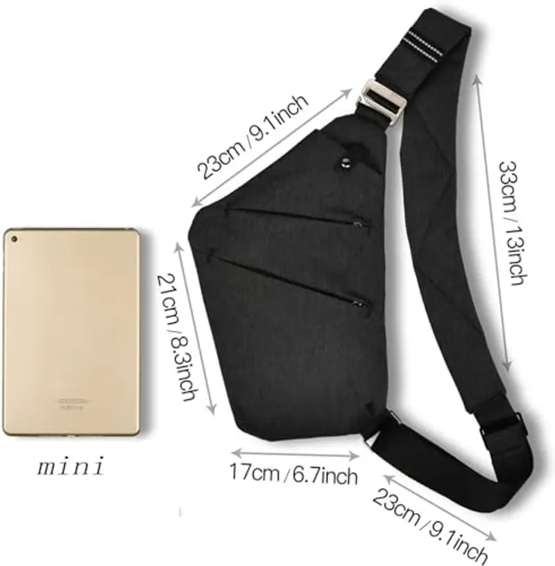 BROADREAM Borsa da Viaggio Antifurto da Uomo Donna, Borsa da Petto Crossbody Multitasche Impermeabile Tasca sul Petto Portatile per ciclismo passeggiate arrampicate miniatura 2