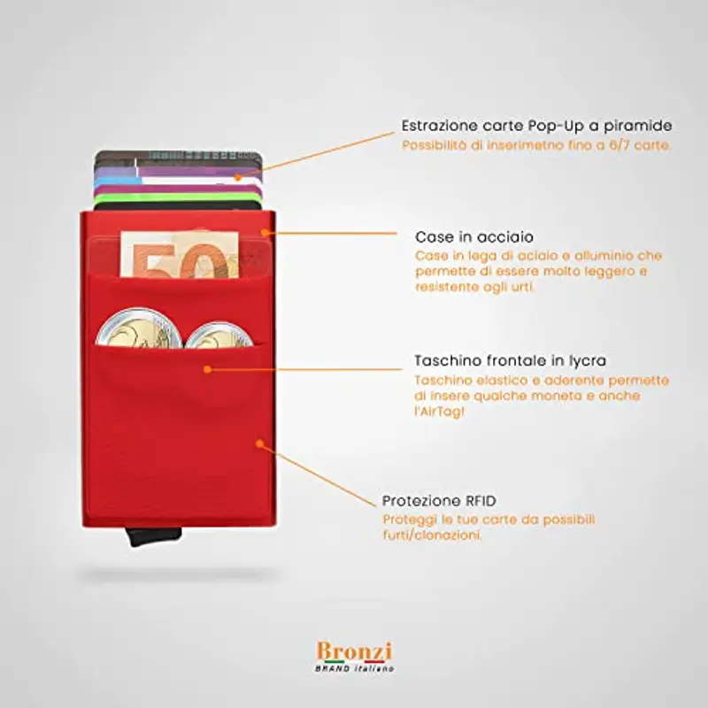 Bronzi Porta carte di credito Uomo Rosso 1597336 miniatura 3