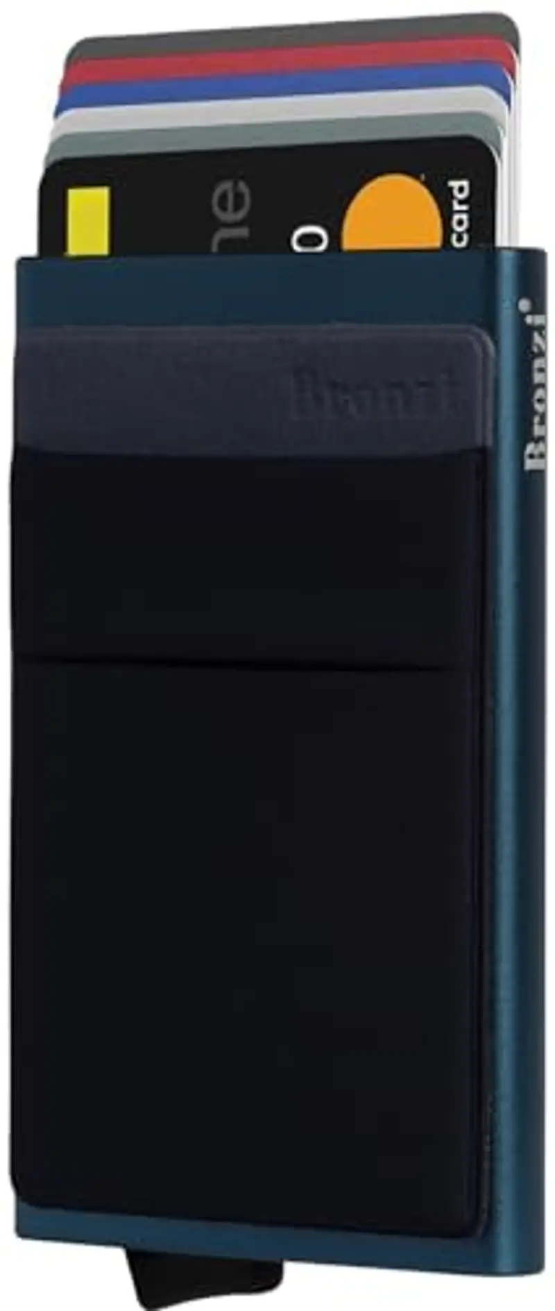 Bronzi® Portafoglio Porta badge Uomo Donna Slim Porta Carte Credito - Protezione RFID - Mini Portatessere tascabile smart schermato (Blu Mare)