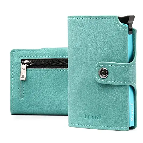 Bronzi Portafoglio Portafoglio Uomo Slim - In Pelle Marrone - Porta Carte Credito - Portacarte uomo