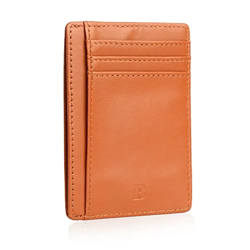 Bronzi Portafoglio Uomo Piccolo Sottile Slim Elegante - Blocco RFID - Marrone Pelle Alta Qualità - Mini Porta Tessere, Documenti, Carte Di Credito