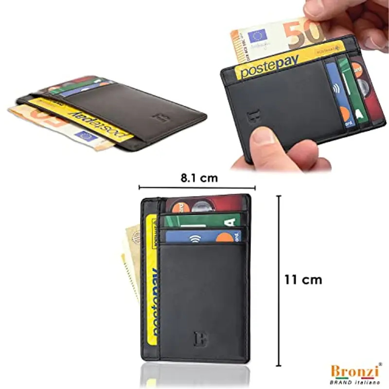 Bronzi Porta carte di credito Uomo Nero 788948 miniatura 2