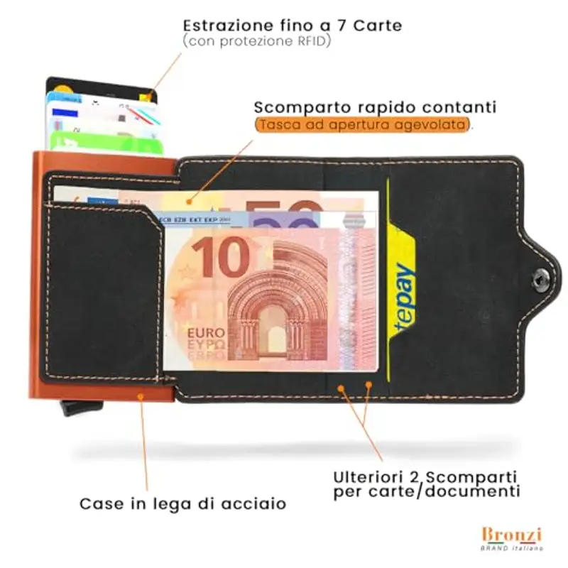 Bronzi Portamonete Uomo Arancione 1599752 miniatura 3