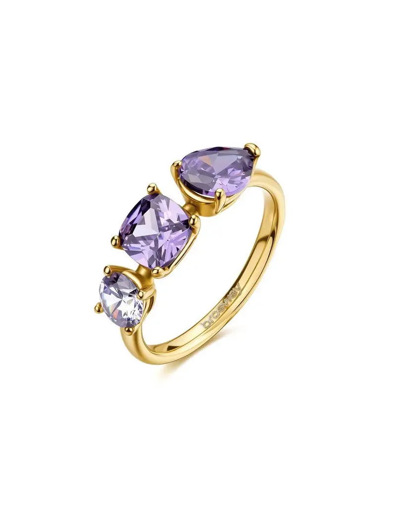 Anello BROSWAY Dreaming in acciaio 316L dorato e cristalli amethyst BIG33C Misura 16