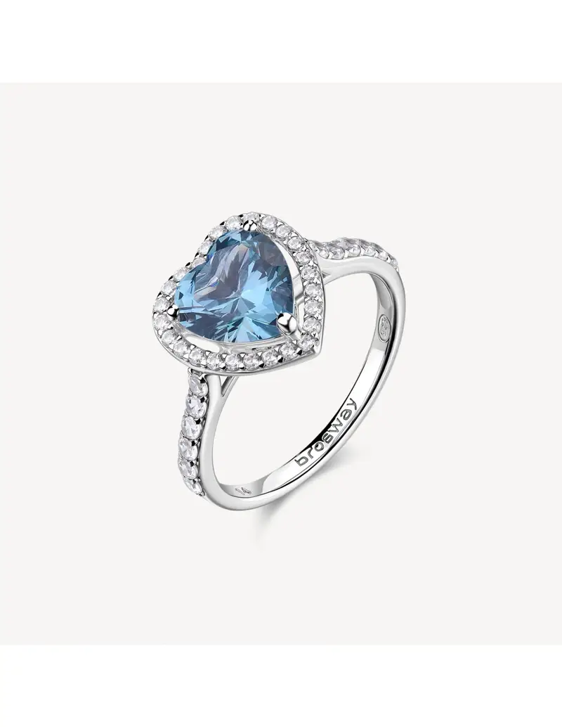 Anello BROSWAY FANCY in argento 925 cristalli bianchi e light sapphire FCL128C Misura 14