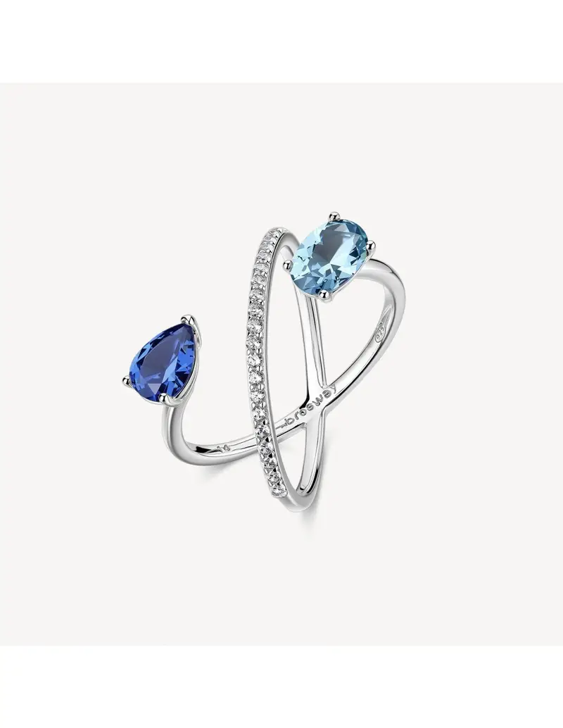 Anello BROSWAY FANCY in argento 925 cristalli bianchi e sapphire FFB134D Misura 16