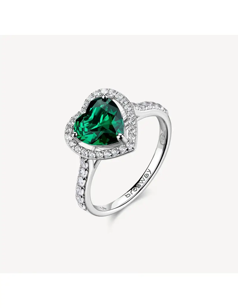 Anello BROSWAY FANCY in argento 925 cristalli bianchi ed emerald FLG147C Misura 14