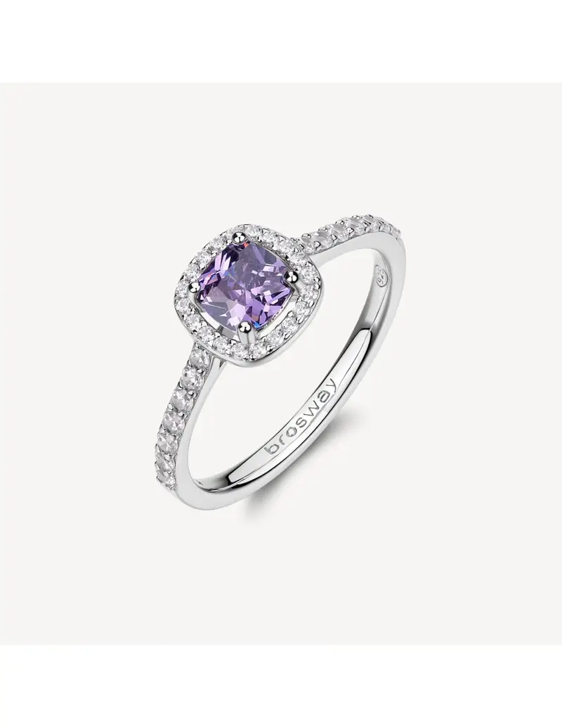 Anello BROSWAY FANCY in argento 925 e cristalli bianchi e amethyst FMP126C Misura 14