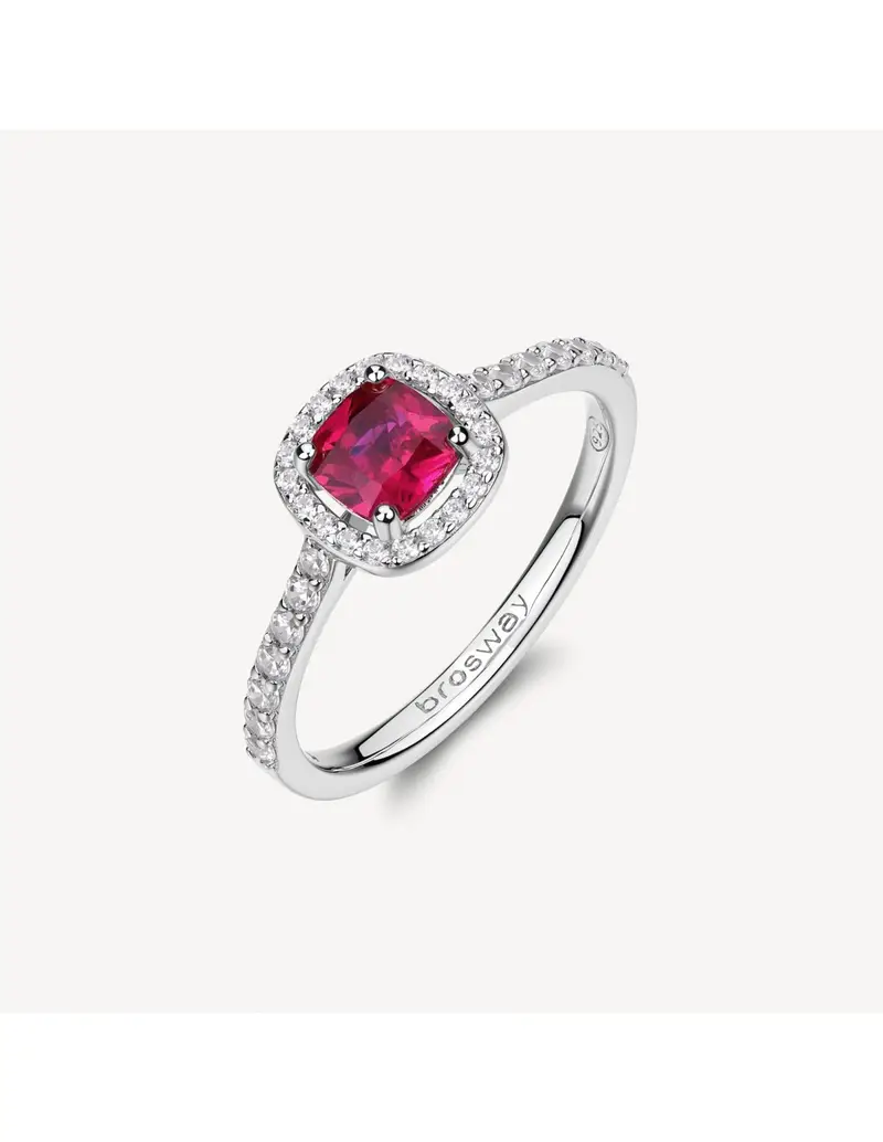 Anello BROSWAY FANCY in argento 925 e cristalli bianchi e ruby FPR136D Misura 16