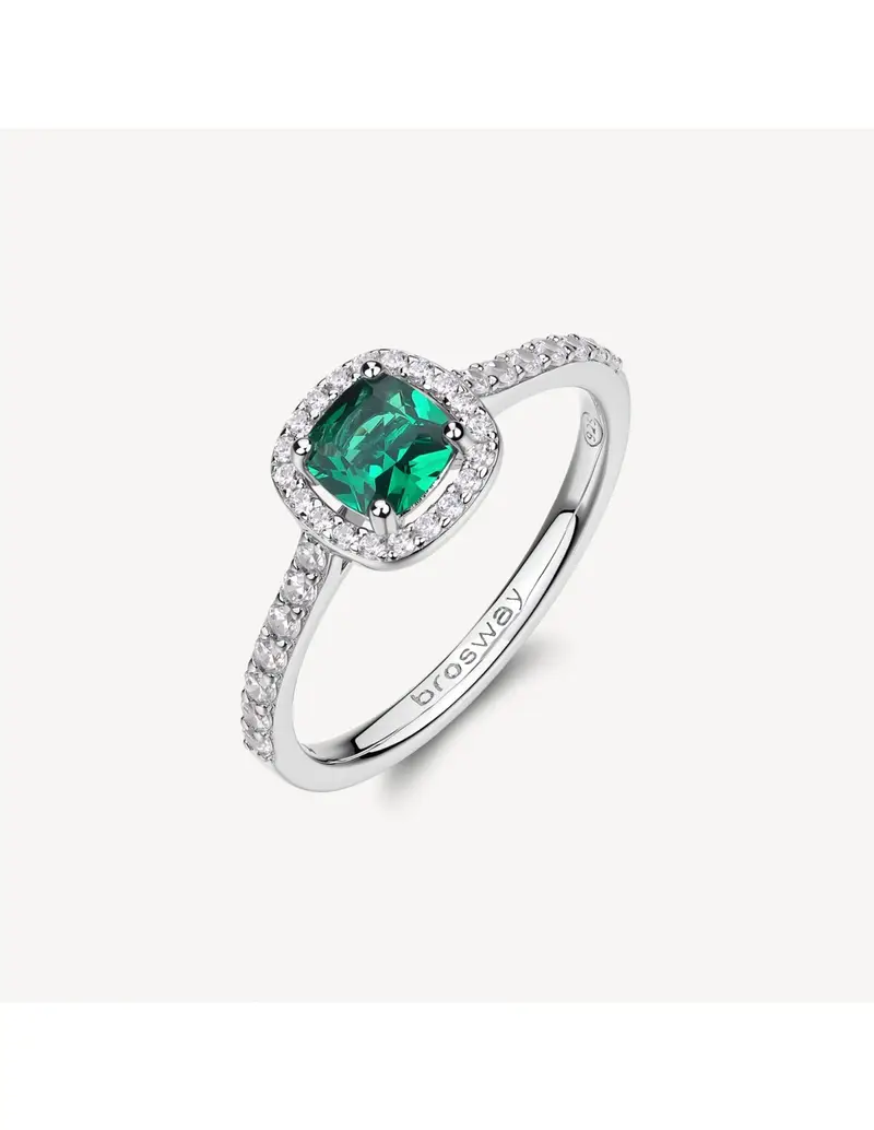 Anello BROSWAY FANCY in argento 925 e cristalli bianchi ed emerald FLG143D Misura 16