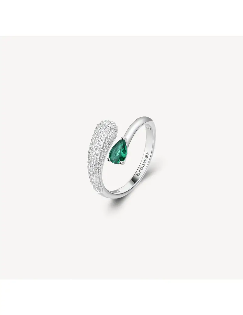 Anello BROSWAY FANCY in argento 925 e cubic zirconia emerald e bianchi FLG124C Misura 16