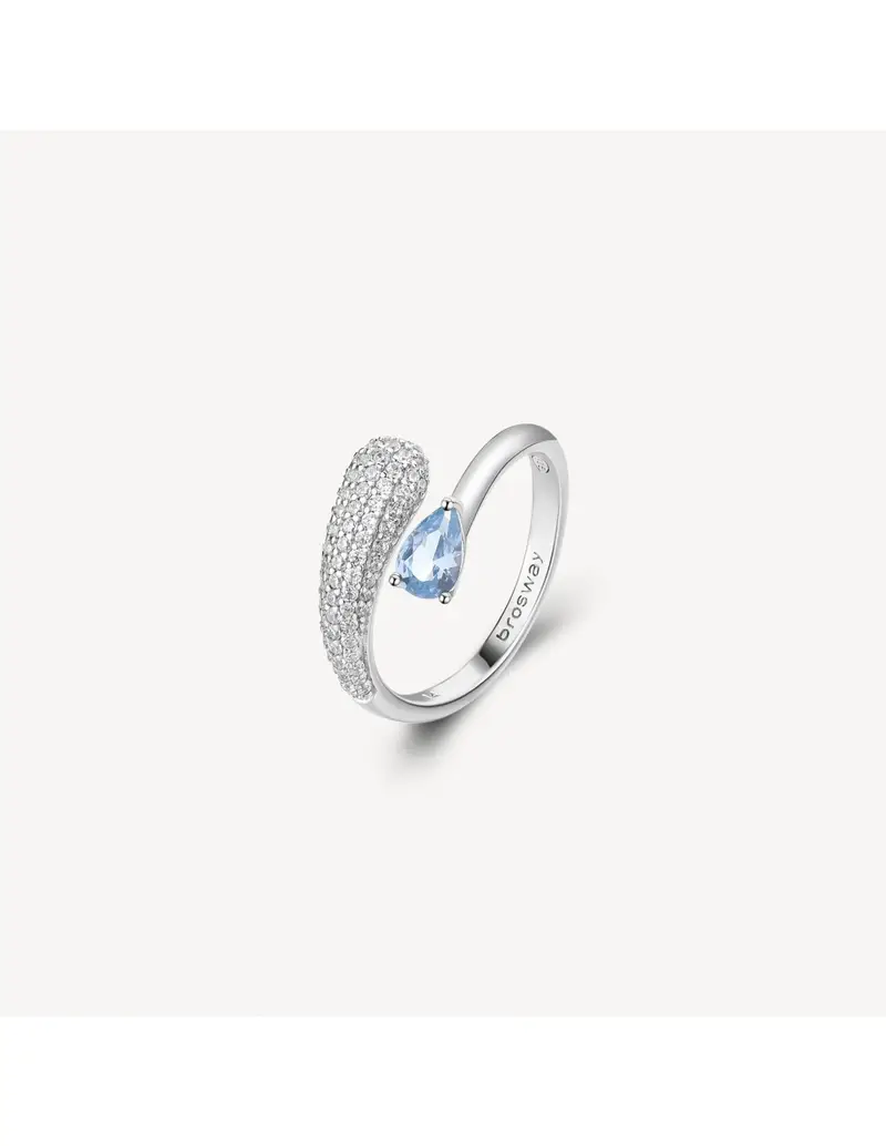Anello BROSWAY FANCY in argento 925 e cubic zirconia light sapphire e bianchi FCL118C Misura 16