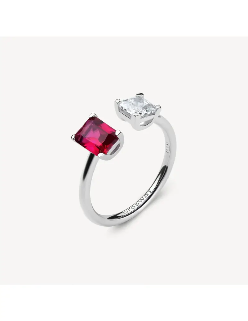 Anello BROSWAY FANCY in argento 925 e cubic zirconia ruby FPR10B Misura 14