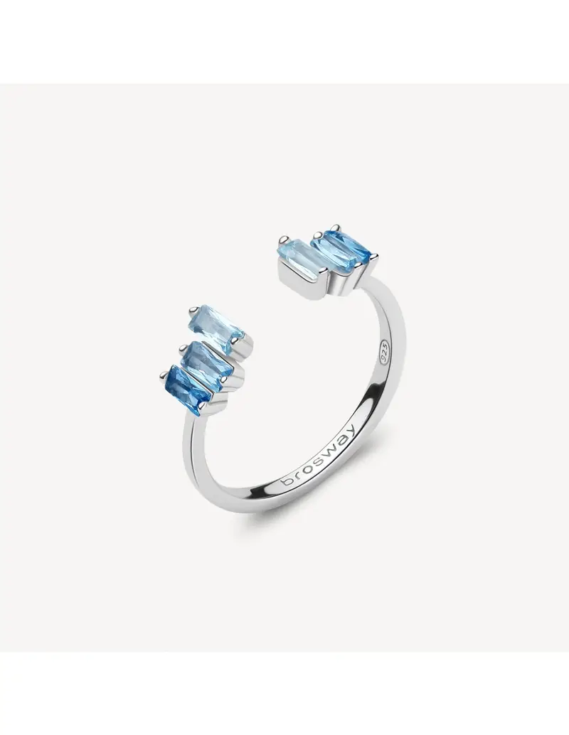 Anello BROSWAY FANCY in argento rodiato 925 e cubic zirconia neri light sapphire FCL12B Misura 14