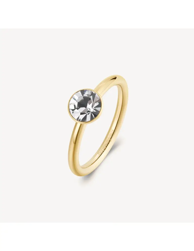 Anello BROSWAY Symphonia in acciaio 316L finitura pvd oro 14K e cristalli BYM184C Misura 16