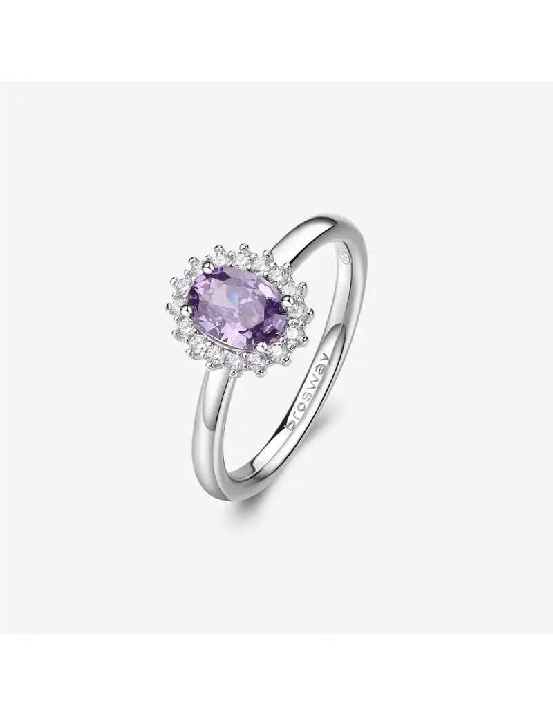 Anello Kate BROSWAY FANCY in argento rodiato 925 e cubic zirconia amethyst e bianchi FMP75B Misura 12