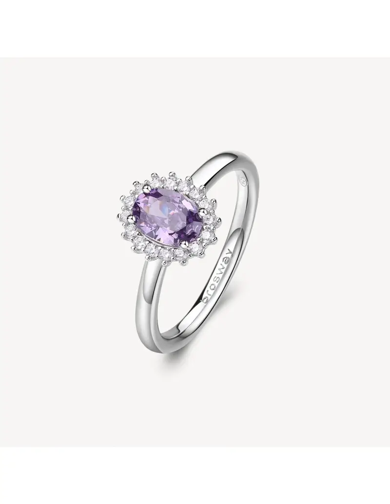 Anello Kate BROSWAY FANCY in argento rodiato 925 e cubic zirconia amethyst e bianchi FMP75D Misura 16