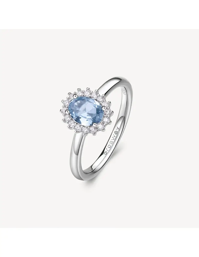 Anello Kate BROSWAY FANCY in argento rodiato 925 e cubic zirconia light sapphire e bianchi FCL74C Misura 14