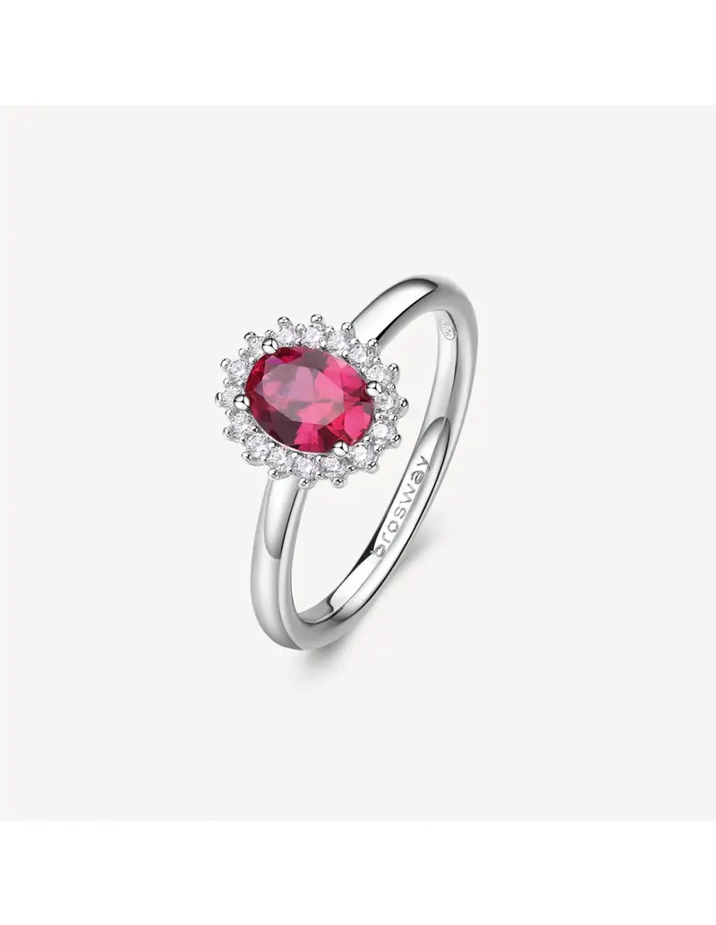 Anello Kate BROSWAY FANCY in argento rodiato 925 e cubic zirconia ruby e bianchi FPR75E Misura 18