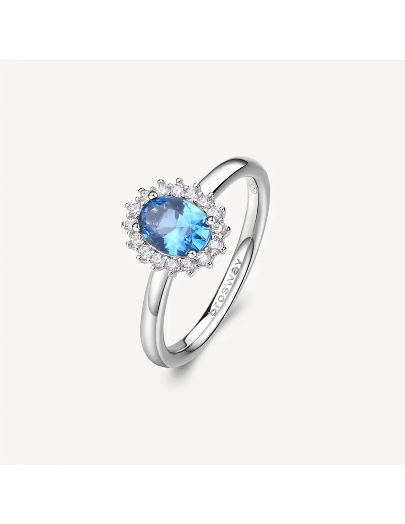 Anello Kate BROSWAY FANCY in argento rodiato 925 e cubic zirconia sapphire e bianchi FFB70E Misura 18