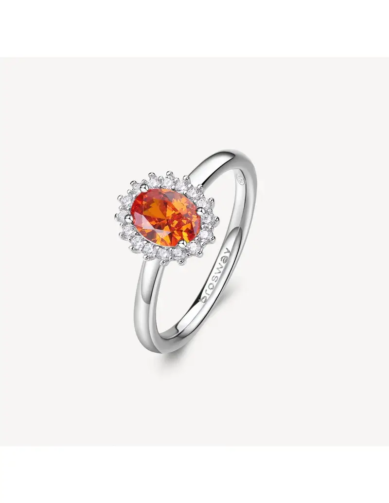 Anello Kate BROSWAY FANCY in argento rodiato e cubic zirconia orange e bianchi FVO19C Misura 14