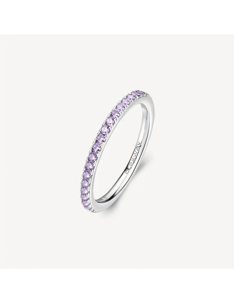 Anello veretta BROSWAY FANCY in argento rodiato 925 e cubic zirconia amethyst FMP70C Misura 14