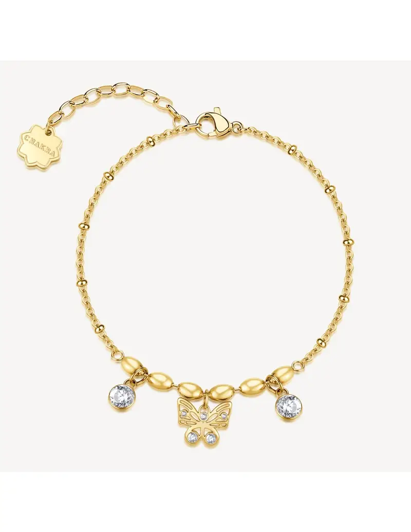 Bracciale BROSWAY Chakra Mistici in acciaio 316L dorato e Farfalla BHKB268