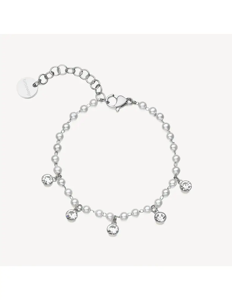 Bracciale BROSWAY CHANT in acciaio cristalli e perle 316L BAH87