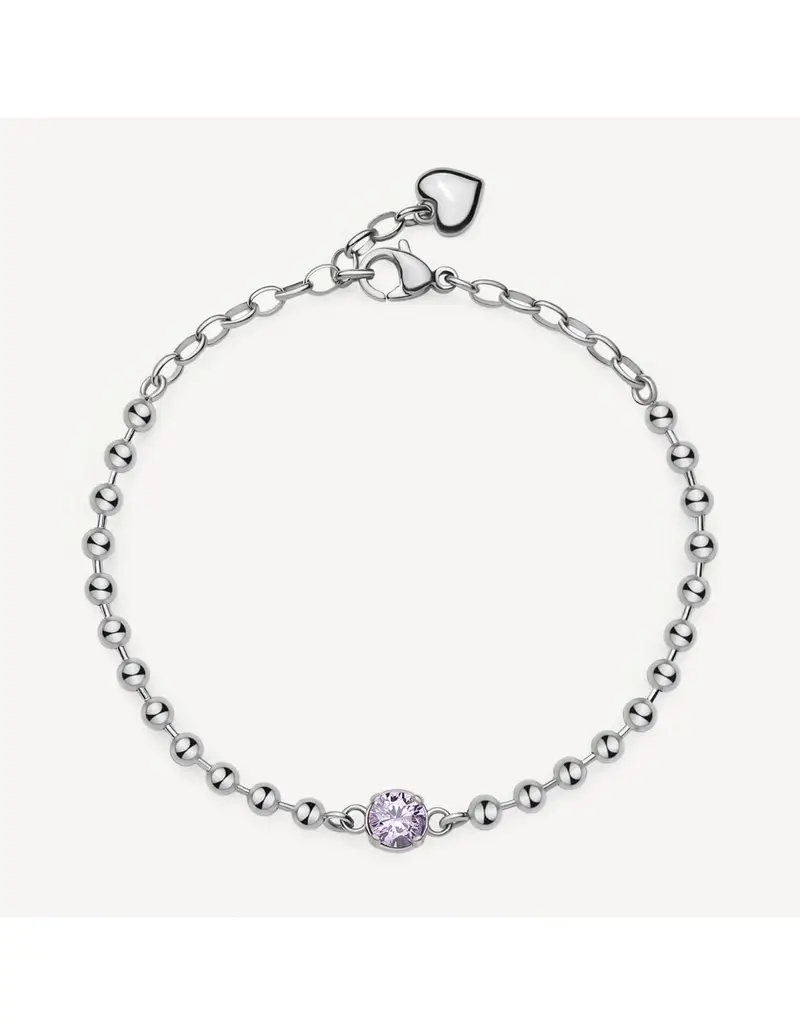 Bracciale BROSWAY DESIDERI In acciaio 304 BEI083 con cristallo colore ametista e pendente cuore
