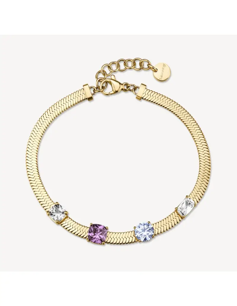 Bracciale BROSWAY Dreaming in acciaio 316L dorato e cristalli amethyst BIG17