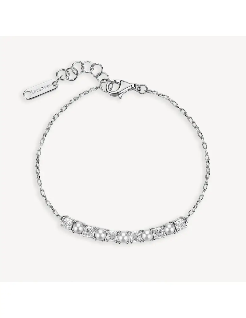 Bracciale BROSWAY FANCY in argento 925 con centrale di cristalli bianchi e perle FIW172