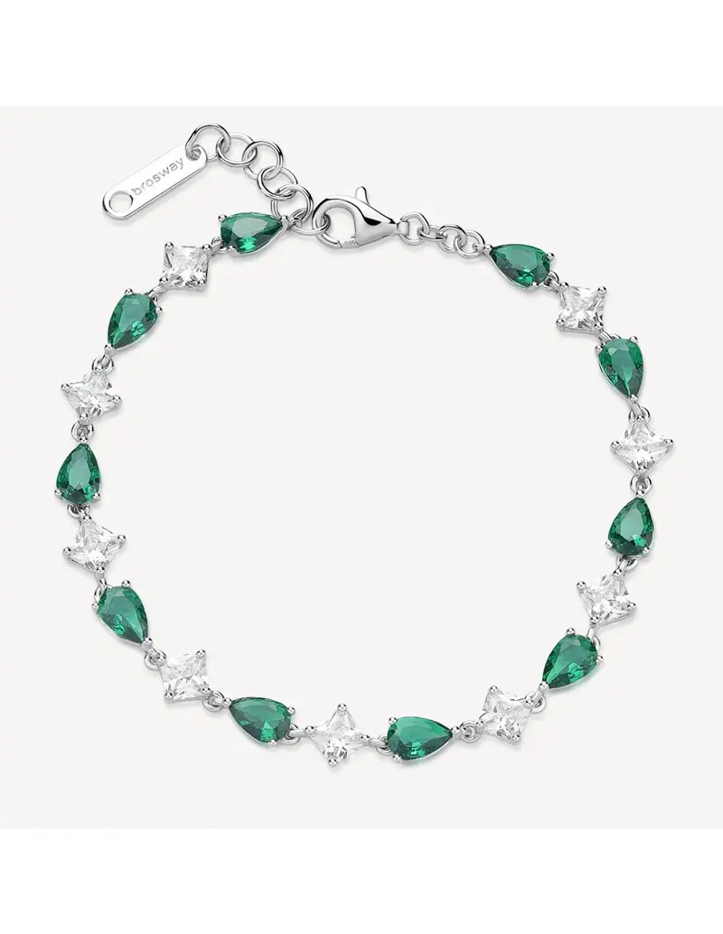 Bracciale BROSWAY FANCY in argento 925 e cubic zirconia bianchi e emerald FLG111