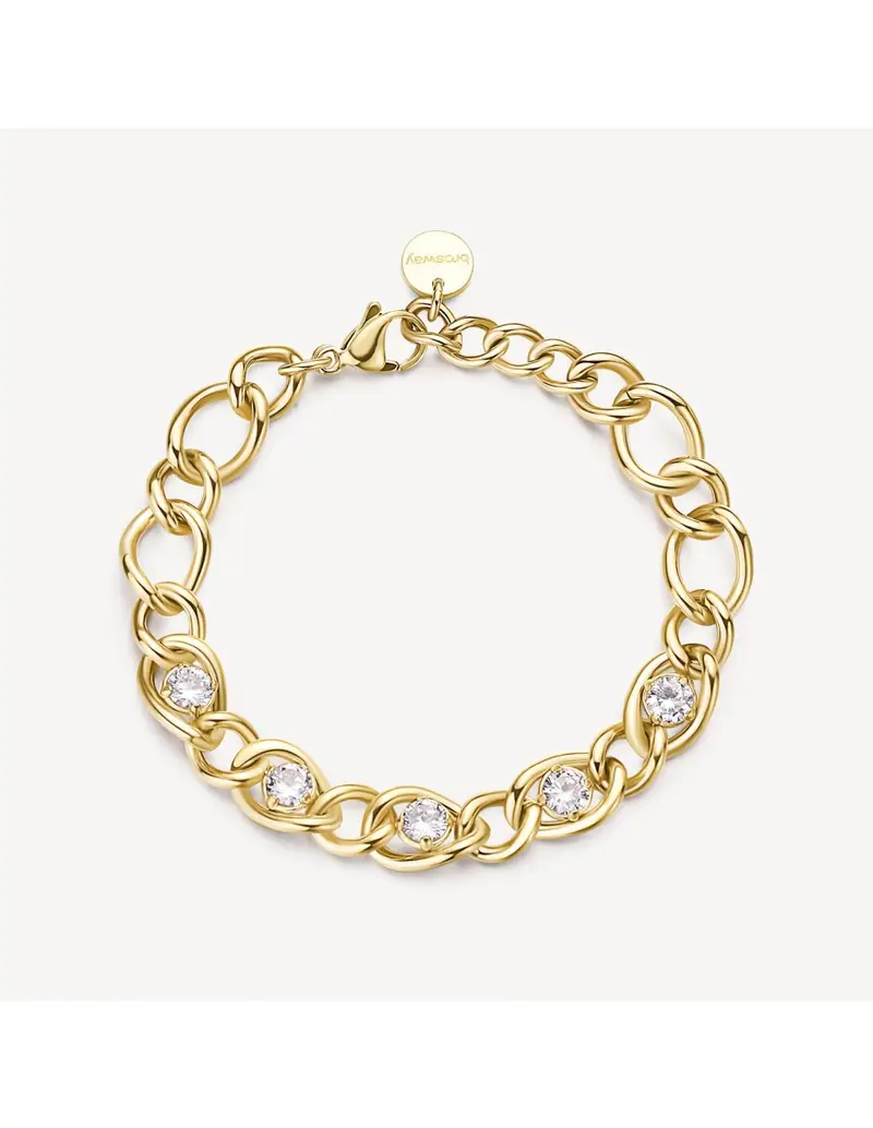 Bracciale BROSWAY Ribbon in Acciaio 316L pvd oro 14K e cristalli BBN40