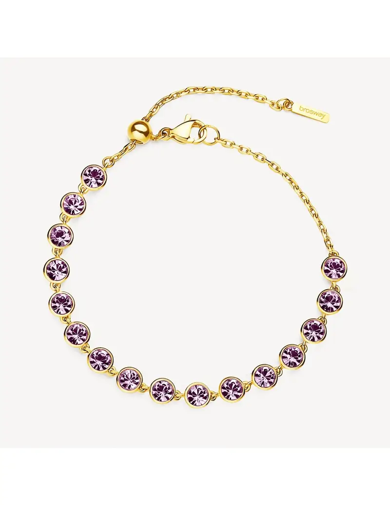 Bracciale BROSWAY Symphonia in acciaio 316L finitura pvd oro 14K e cristalli light amethyst BYM155