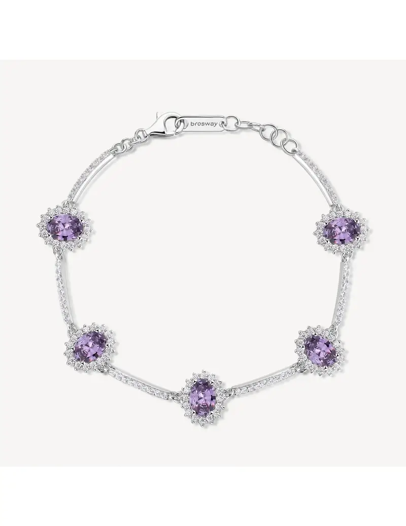 Bracciale Kate BROSWAY FANCY in argento rodiato 925 e cubic zirconia amethyst e bianchi FMP43