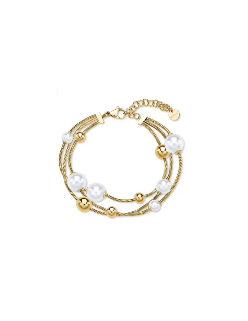 Bracciale multifilo BROSWAY Perfect in acciaio 316L dorato con Perle BPC59