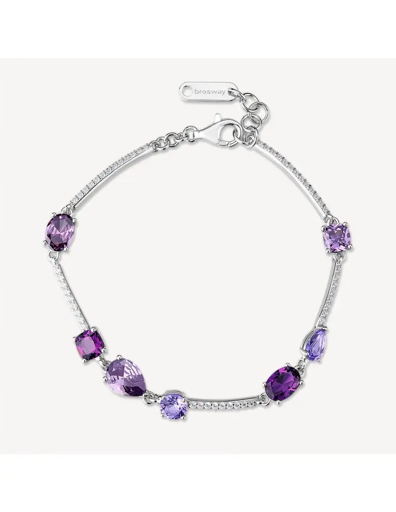Bracciale semirigido BROSWAY FANCY in argento 925 cristalli bianchi e amethyst FMP132
