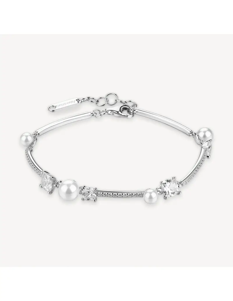 Bracciale semirigido BROSWAY FANCY in argento 925 cristalli bianchi e perle FIW173