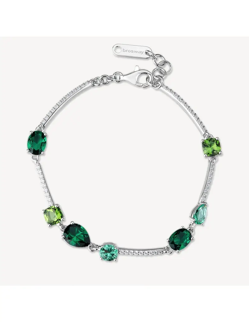 Bracciale semirigido BROSWAY FANCY in argento 925 cristalli bianchi ed emerald FLG151