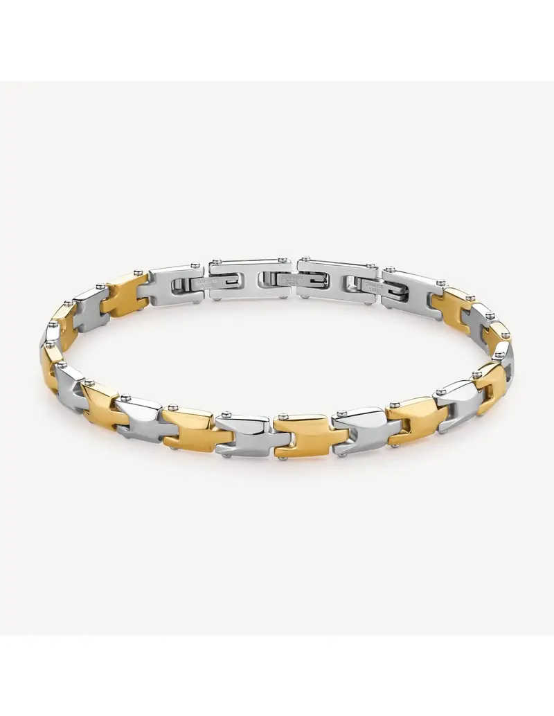 Bracciale semirigido Uomo BROSWAY Backliner in acciaio 316L pvd oro BBC21