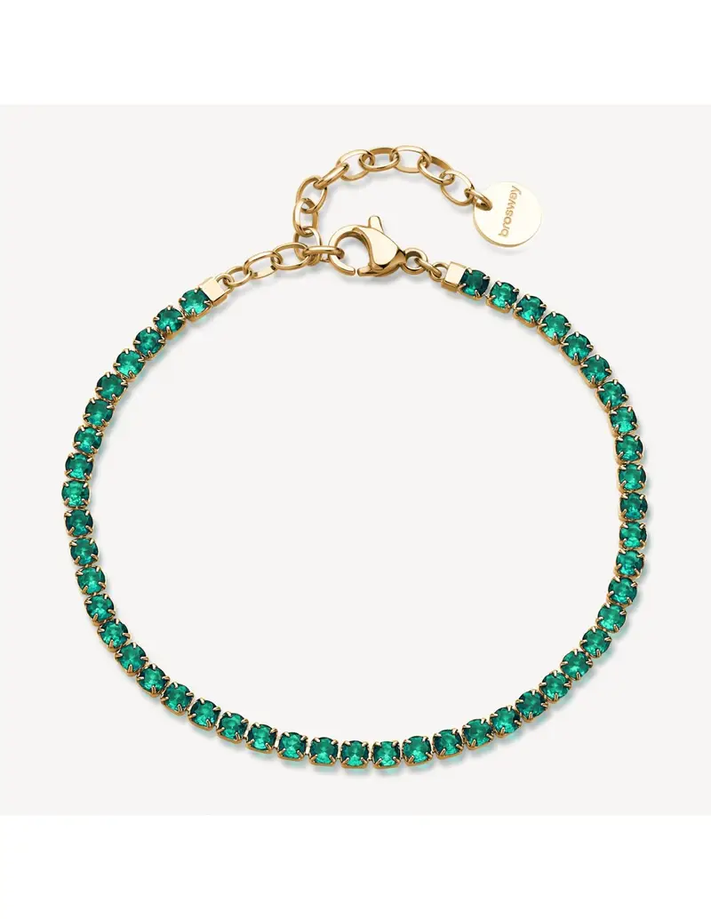 Bracciale tennis BROSWAY Desideri BEI102 in acciaio 316L dorato con cristalli emerald