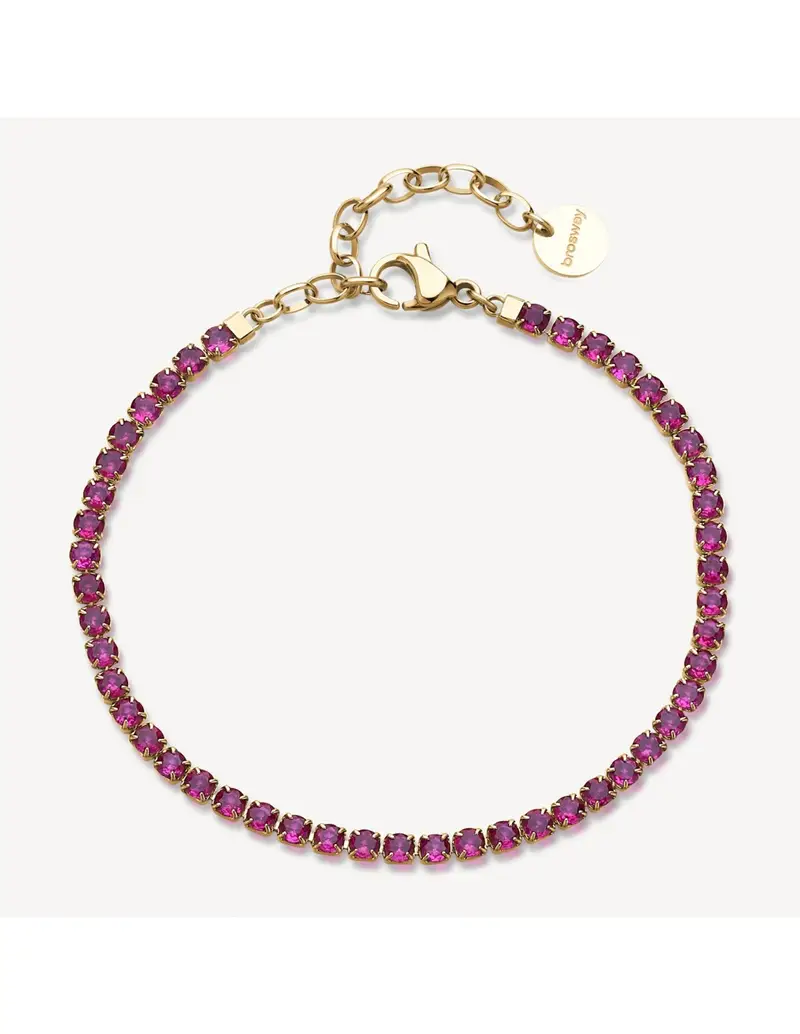 Bracciale tennis BROSWAY Desideri BEI106 in acciaio 316L dorato con cristalli ruby