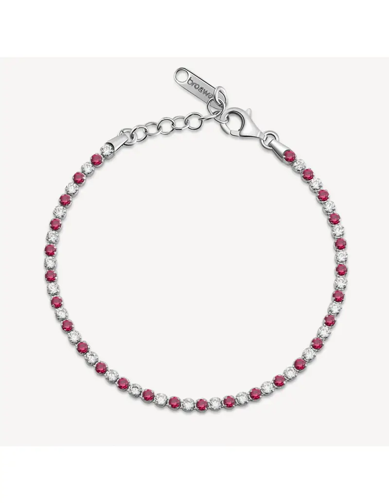Bracciale tennis BROSWAY FANCY in argento 925 e cristalli bianchi e ruby FPR130