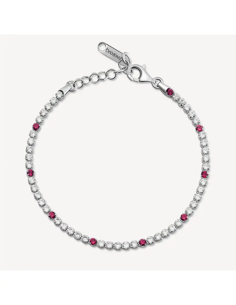 Bracciale tennis BROSWAY FANCY in argento 925 e cristalli bianchi e ruby FPR131