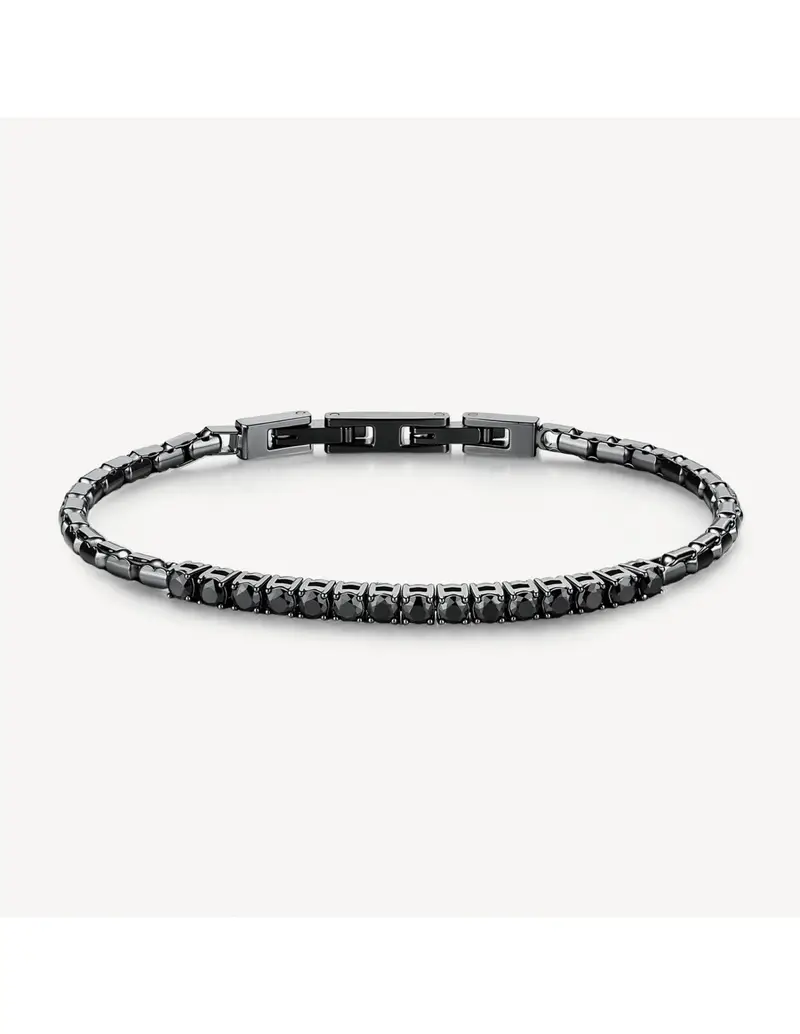 Bracciale tennis Uomo BROSWAY Avantgarde in acciaio 316L finitura rutenio e cristalli neri BVD31