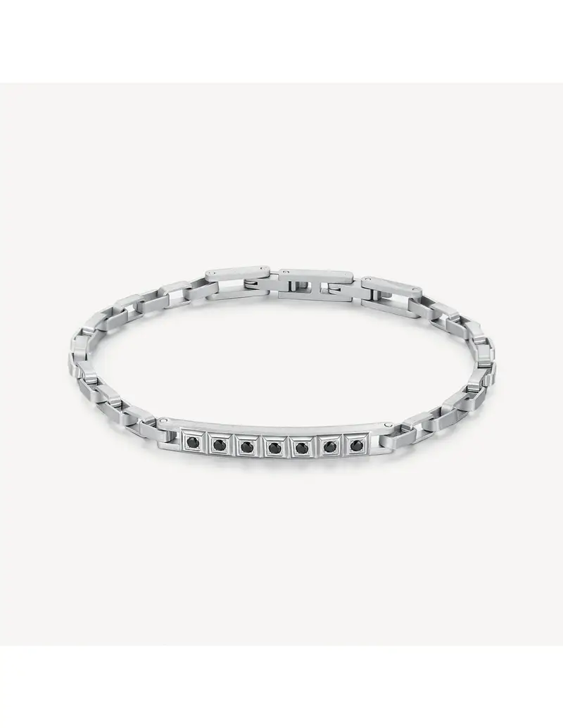 Bracciale Uomo BROSWAY Forge in acciaio 316L e cristalli neri BGF13