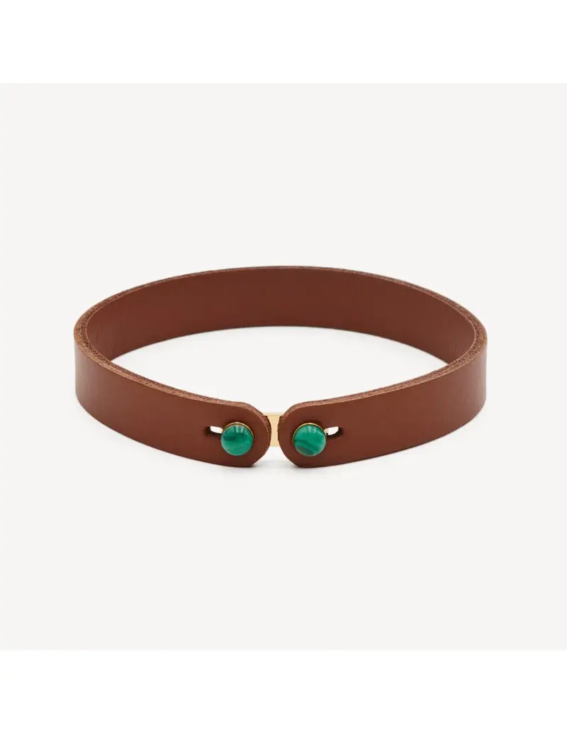 Bracciale Uomo BROSWAY Ink in pelle color marrone e malachite BIK150B